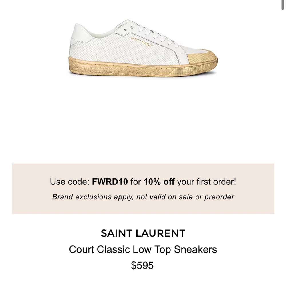 Brand New - Saint Laurent - Court Classic Low Top Sneakers - Picture 7 of 12
